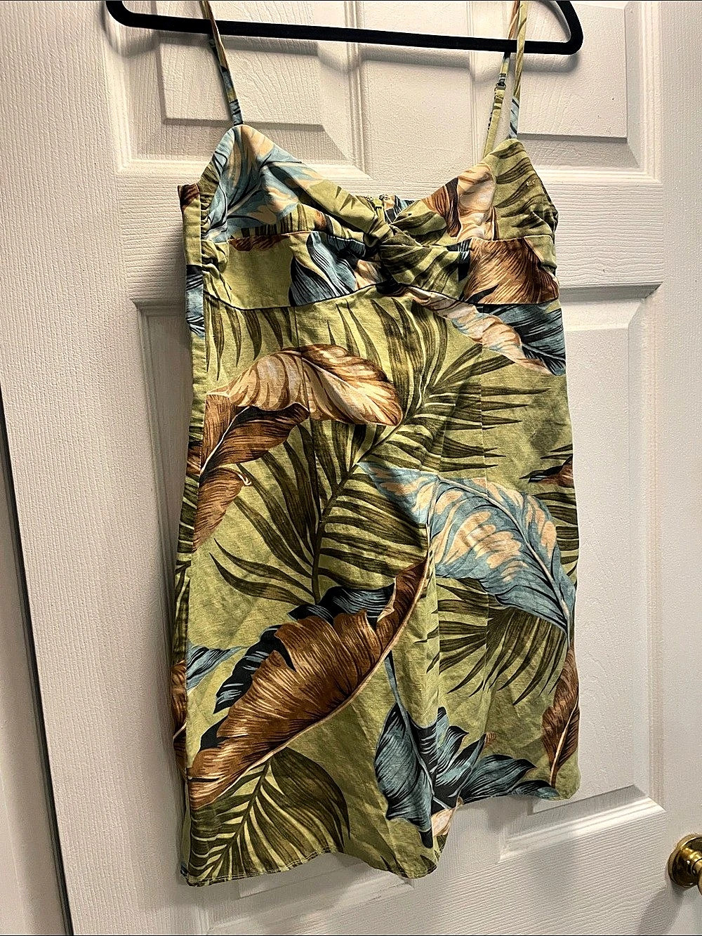 Tommy Bahamas linen and silk  Twist Front Mini Dress Floral Mini Dress, Green &